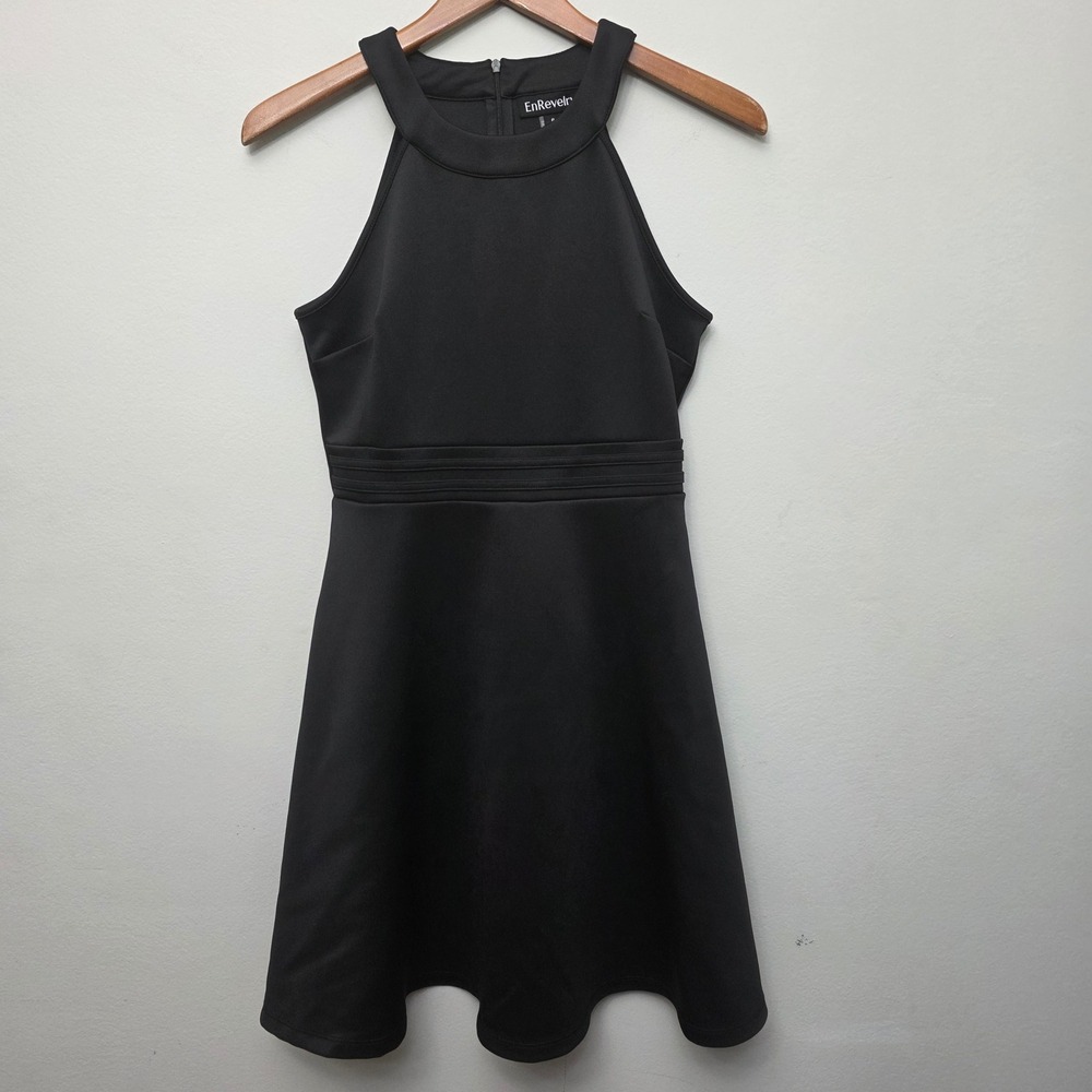Little Black Skater Dress Womens 6 Halter Fit and Flare Banded Waist Classic